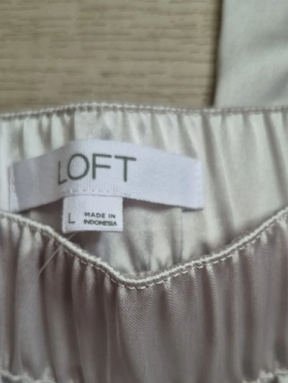 LOFT Wide-Leg Satin Pants in Light Cream - Picture 3 of 7